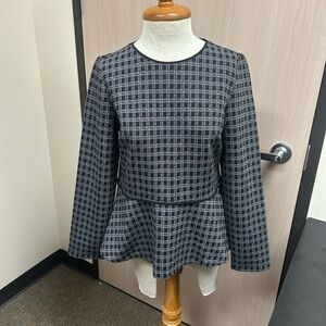 Ann Taylor Black and White Checkered Top